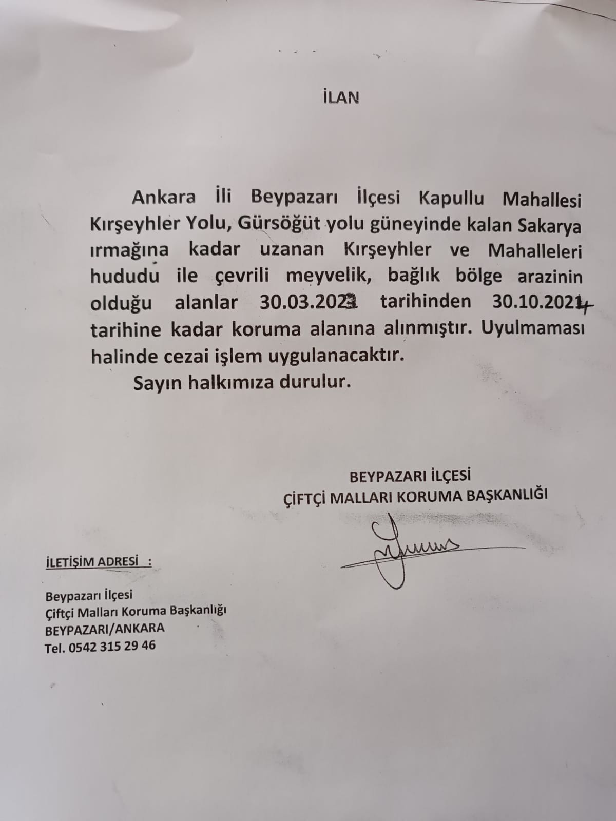 Hayvan Otlakiyesinin Değişimi Hk.