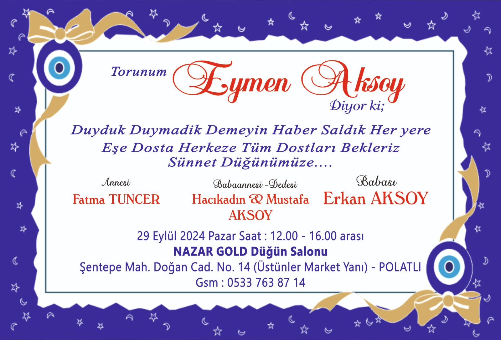 Eymen Aksoy Sünnet Merasimi